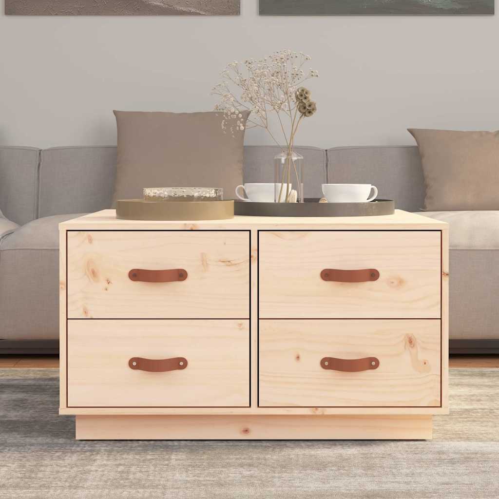 Coffee Table 80X80X45 Cm Solid Wood Pine Black Honey Brown White Natural Grey 80
