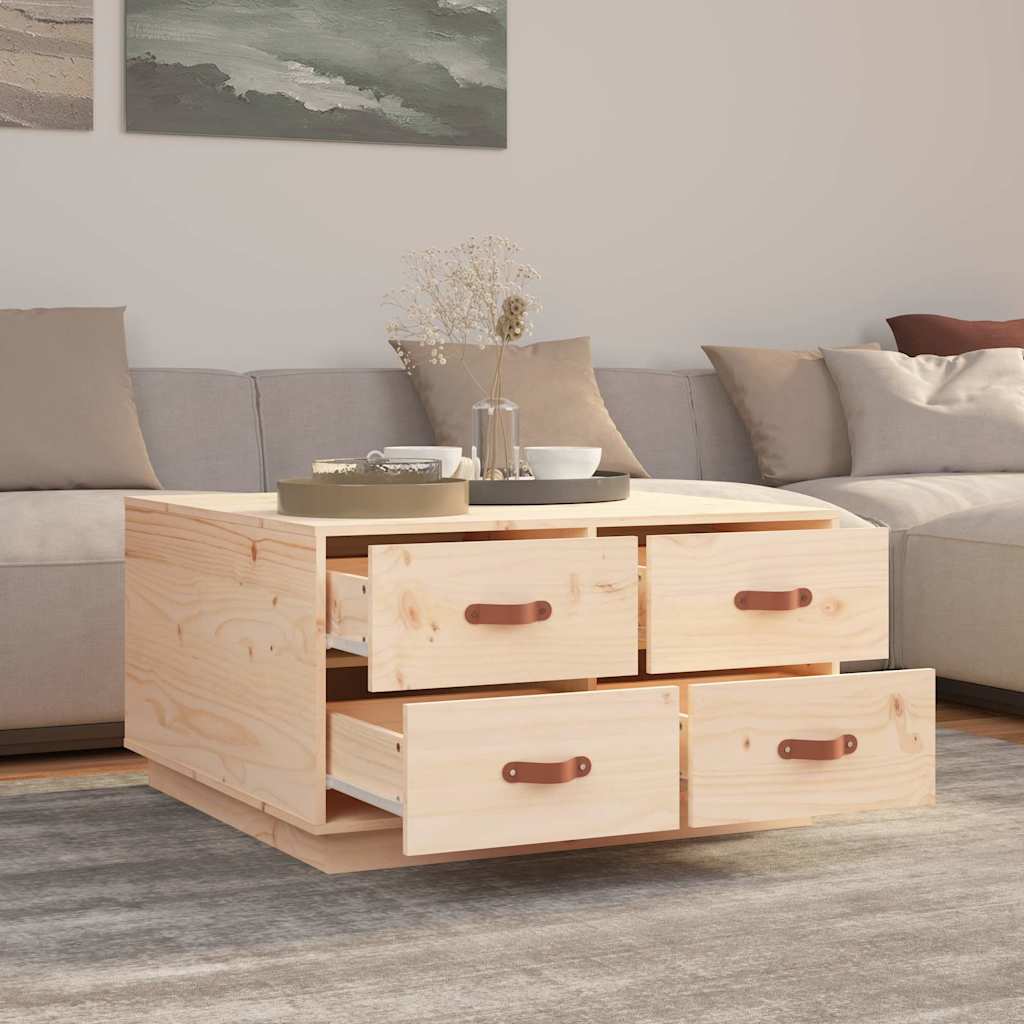 Coffee Table 80X80X45 Cm Solid Wood Pine Black Honey Brown White Natural Grey 80