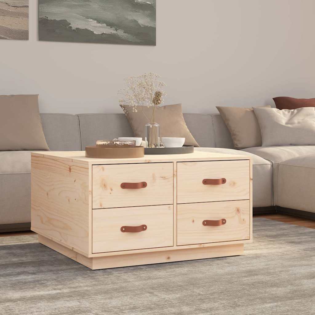 Coffee Table 80X80X45 Cm Solid Wood Pine Black Honey Brown White Natural Grey 80