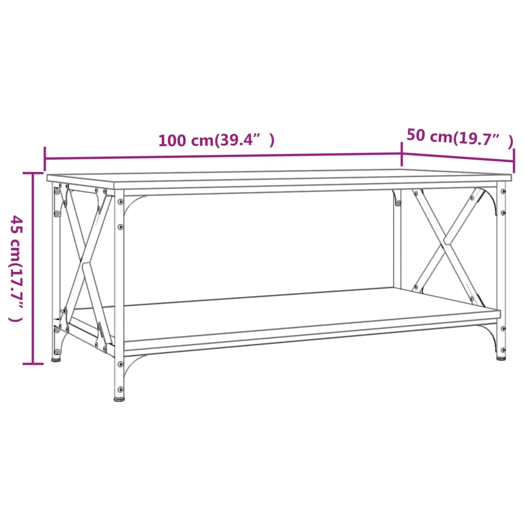 Coffee Table 100X50X45 Cm Engineered Wood And Iron