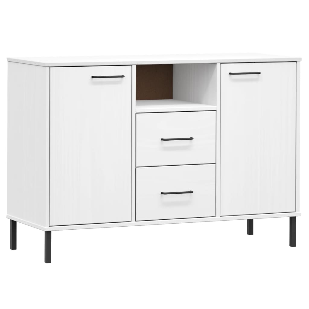 Sideboard With Metal Legs 113X40X77 Cm Solid Wood Oslo