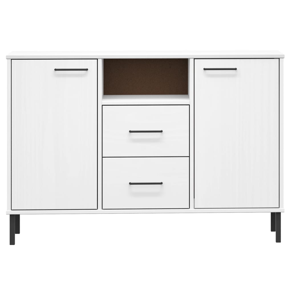 Sideboard With Metal Legs 113X40X77 Cm Solid Wood Oslo