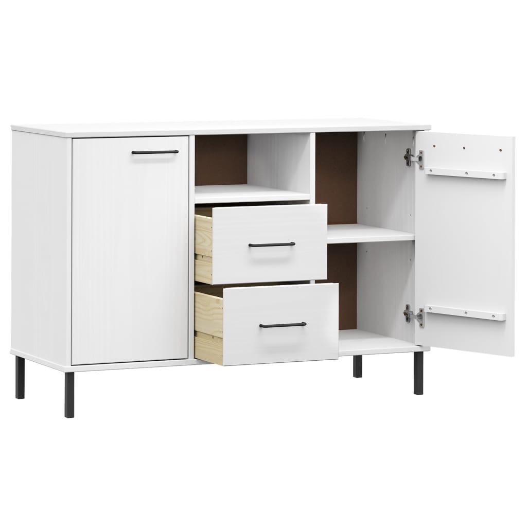 Sideboard With Metal Legs 113X40X77 Cm Solid Wood Oslo