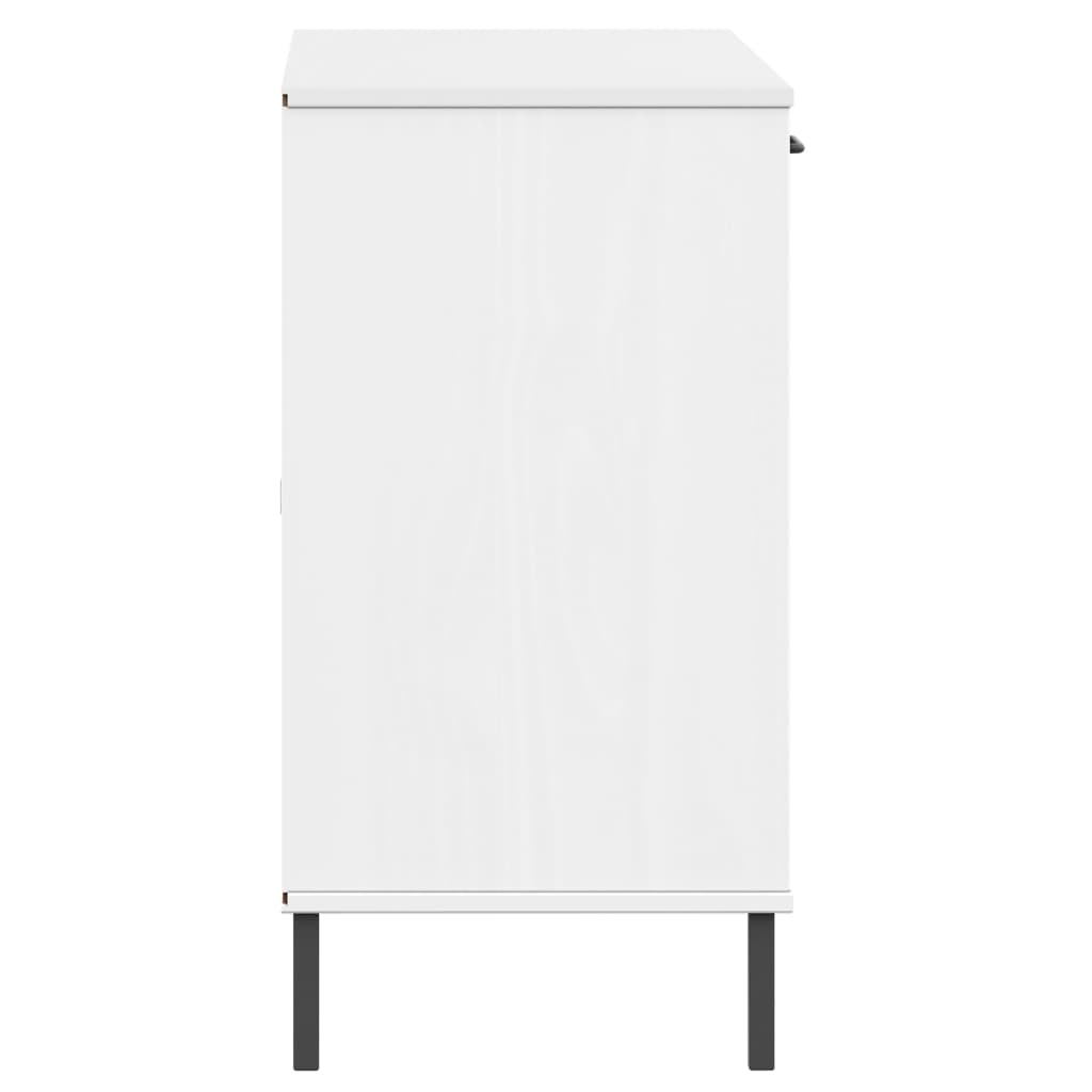 Sideboard With Metal Legs 113X40X77 Cm Solid Wood Oslo