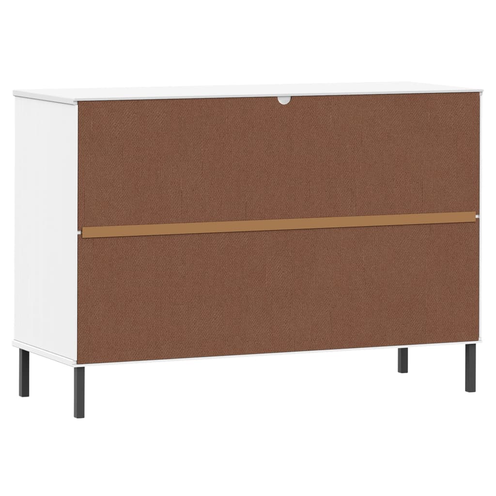 Sideboard With Metal Legs 113X40X77 Cm Solid Wood Oslo