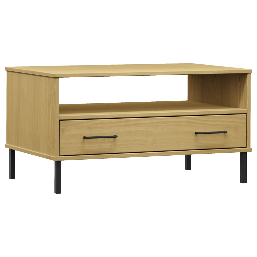 Coffee Table Metal Legs 85X50X45Cm Solid Wood Oslo brown grey white plastic 85 c
