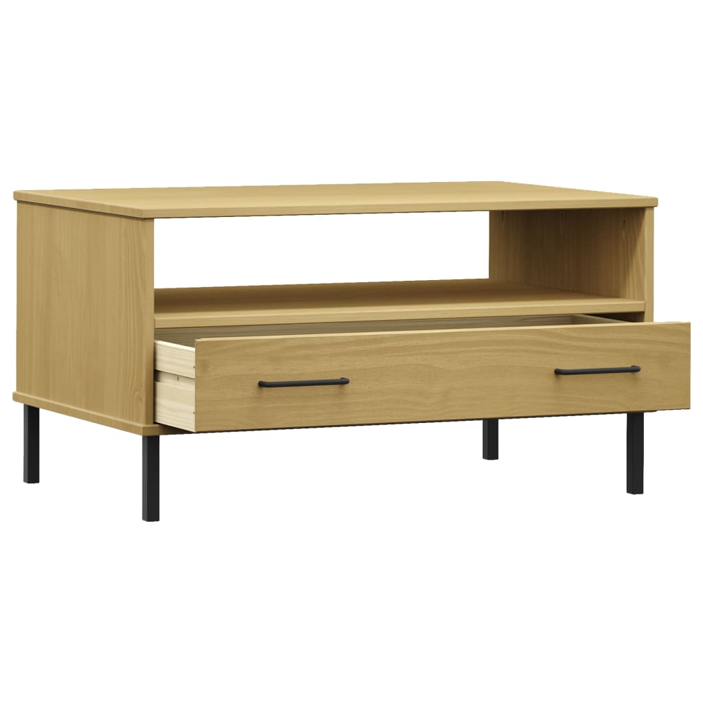 Coffee Table Metal Legs 85X50X45Cm Solid Wood Oslo brown grey white plastic 85 c