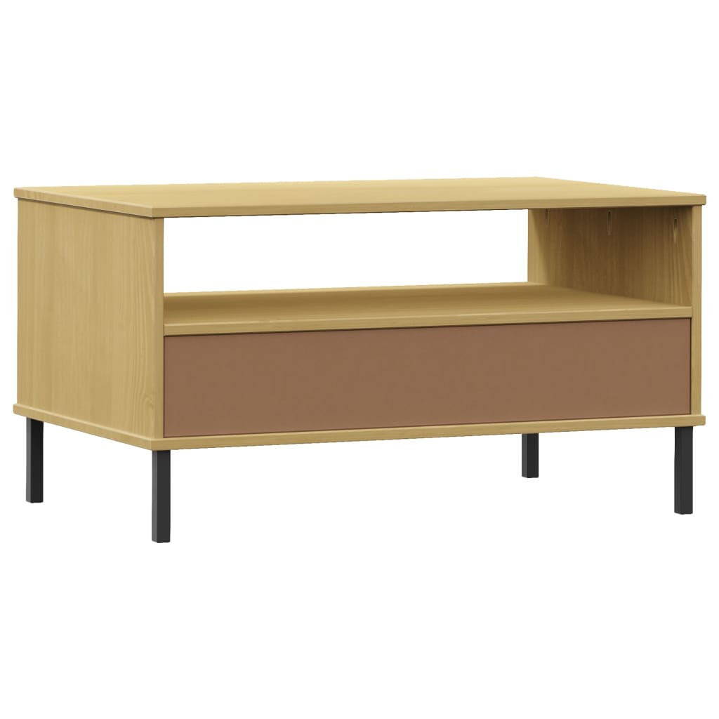 Coffee Table Metal Legs 85X50X45Cm Solid Wood Oslo brown grey white plastic 85 c