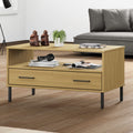 Coffee Table Metal Legs 85X50X45Cm Solid Wood Oslo brown grey white plastic 85 c