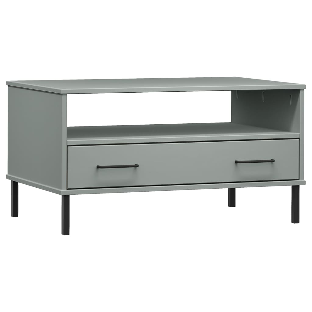 Coffee Table With Metal Legs 85X50X45Cm Solid Wood Oslo - Model 351033