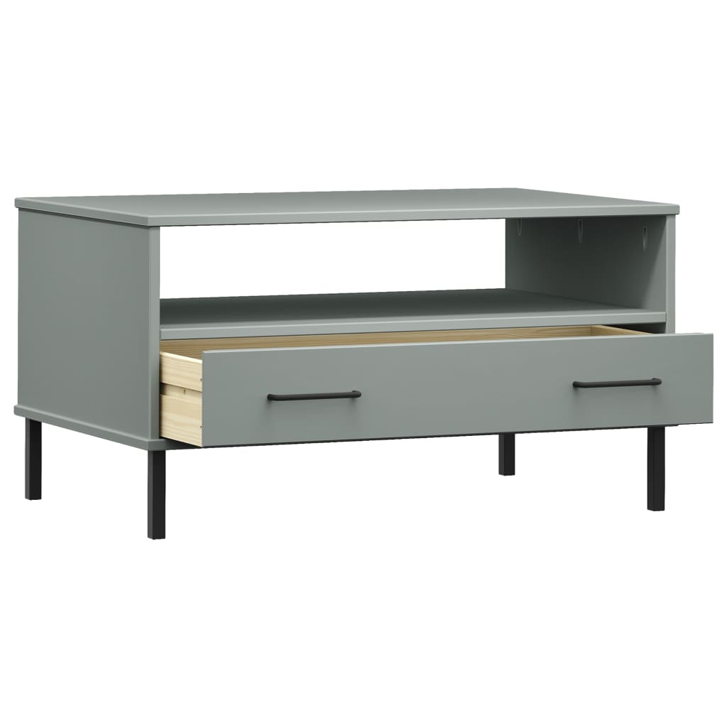 Coffee Table With Metal Legs 85X50X45Cm Solid Wood Oslo - Model 351033