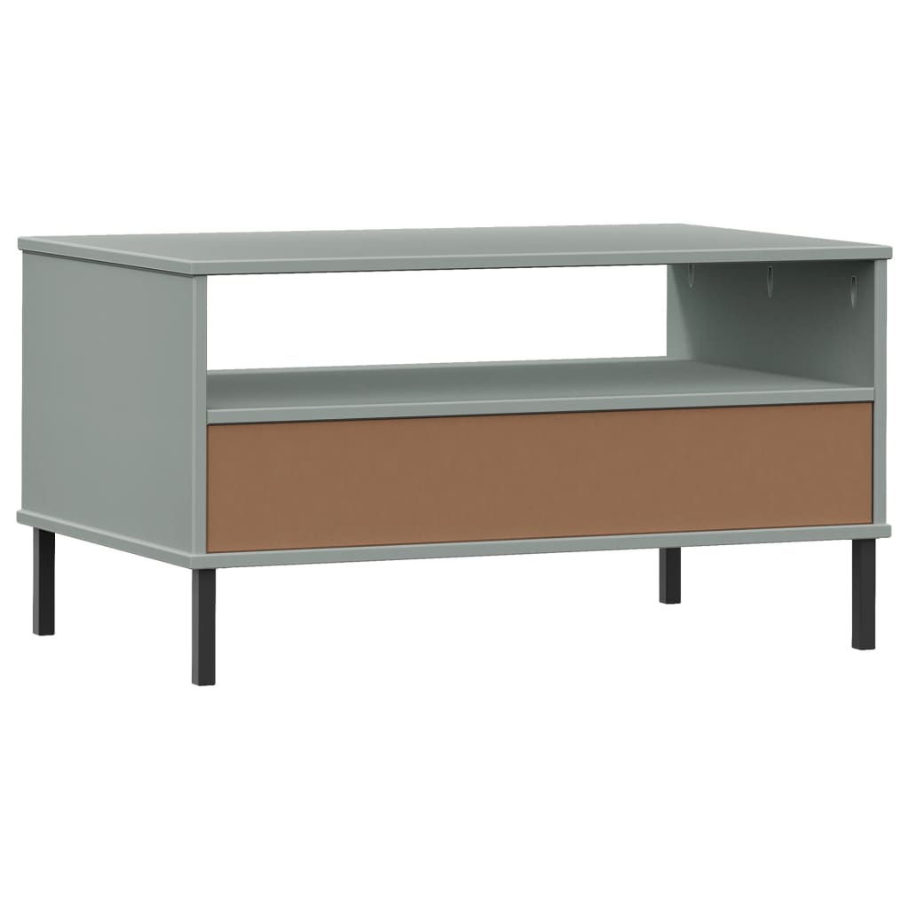 Coffee Table Metal Legs 85X50X45Cm Solid Wood Oslo brown grey white plastic 85 c