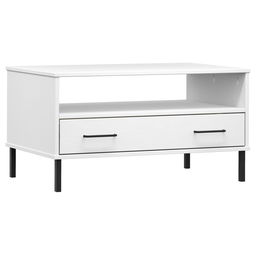 Coffee Table With Metal Legs 85X50X45Cm Solid Wood Oslo - Model 351033