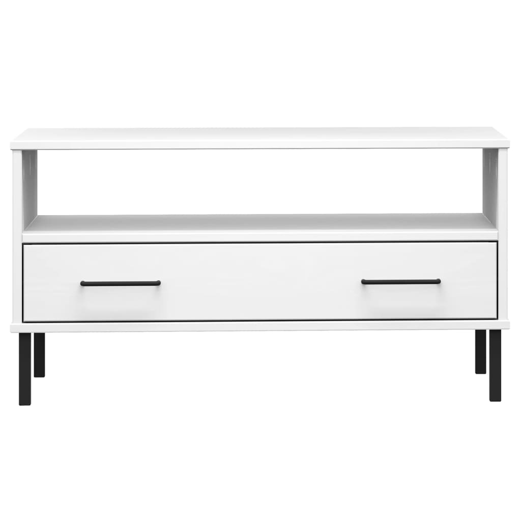 Coffee Table With Metal Legs 85X50X45Cm Solid Wood Oslo - Model 351033