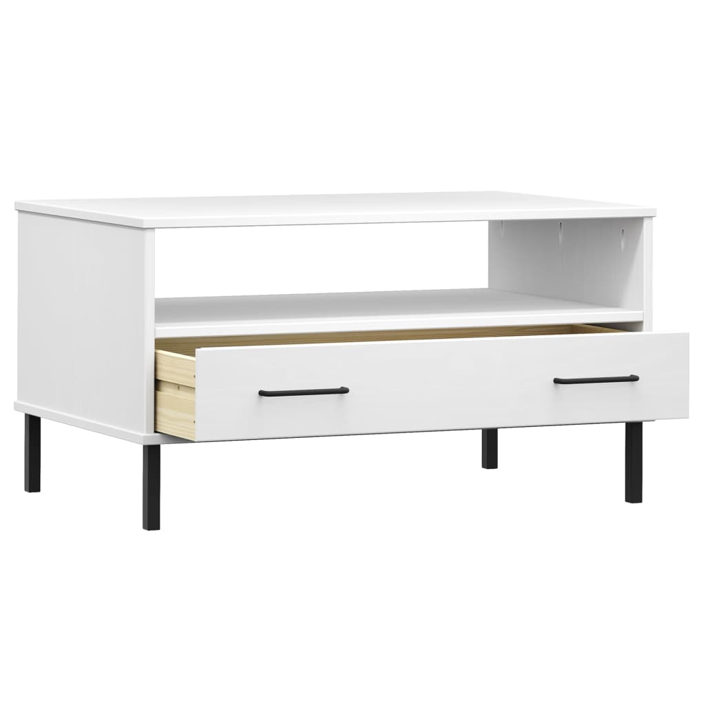 Coffee Table Metal Legs 85X50X45Cm Solid Wood Oslo brown grey white plastic 85 c