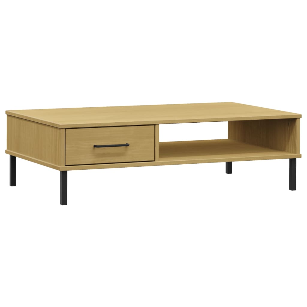 Coffee Table Solid Pine Wood Oslo White Drawer Storage Modern Living brown grey
