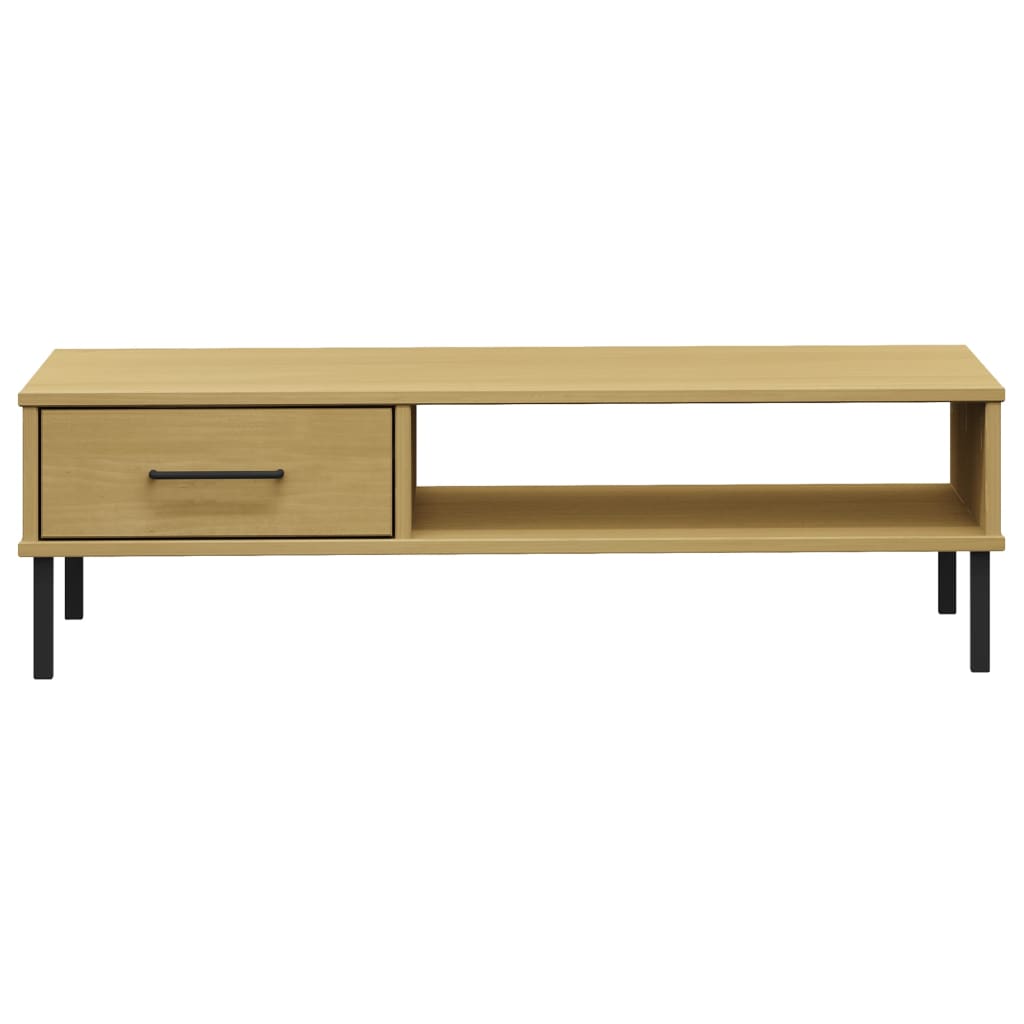 Coffee Table Solid Pine Wood Oslo White Drawer Storage Modern Living brown grey