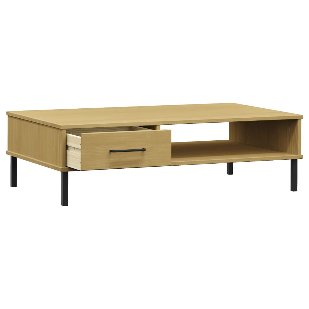 Coffee Table Solid Pine Wood Oslo White Drawer Storage Modern Living brown grey