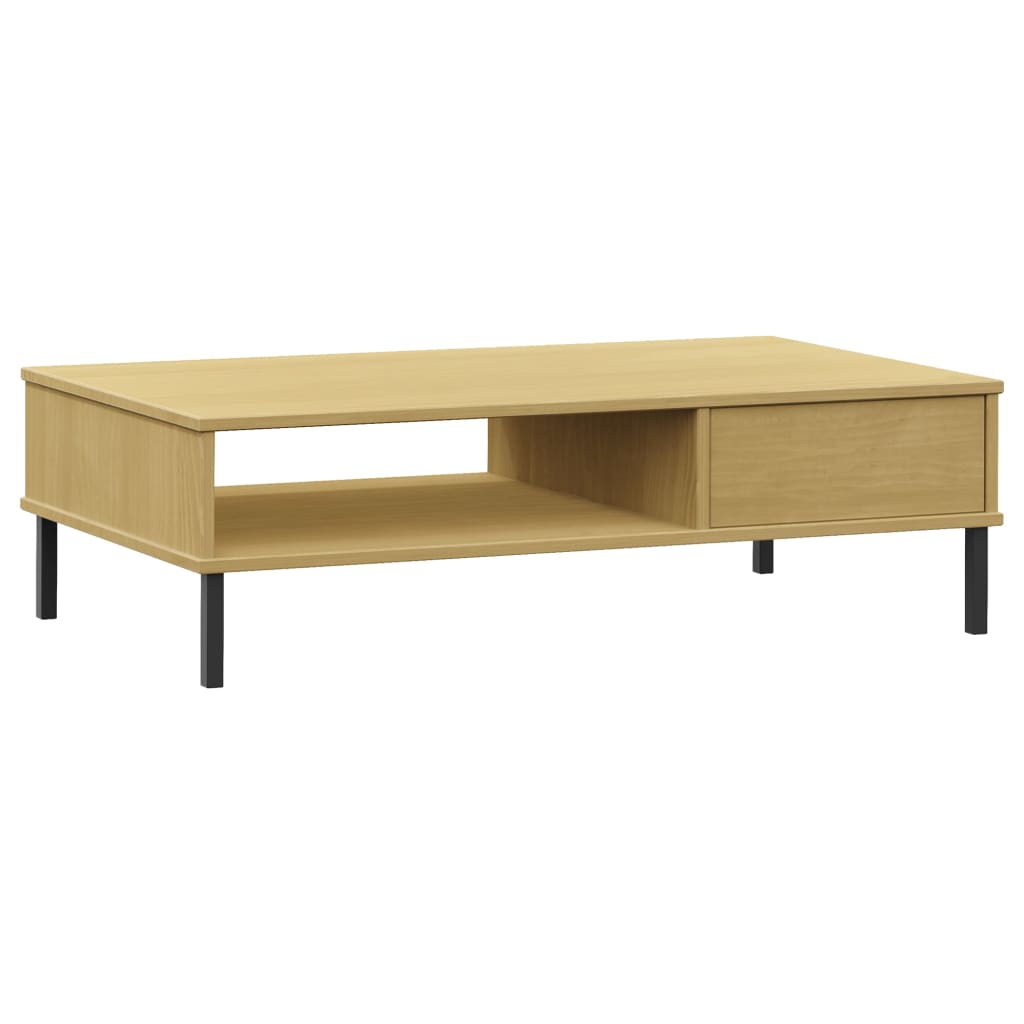 Coffee Table Solid Pine Wood Oslo White Drawer Storage Modern Living brown grey