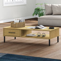 Coffee Table Solid Pine Wood Oslo White Drawer Storage Modern Living brown grey