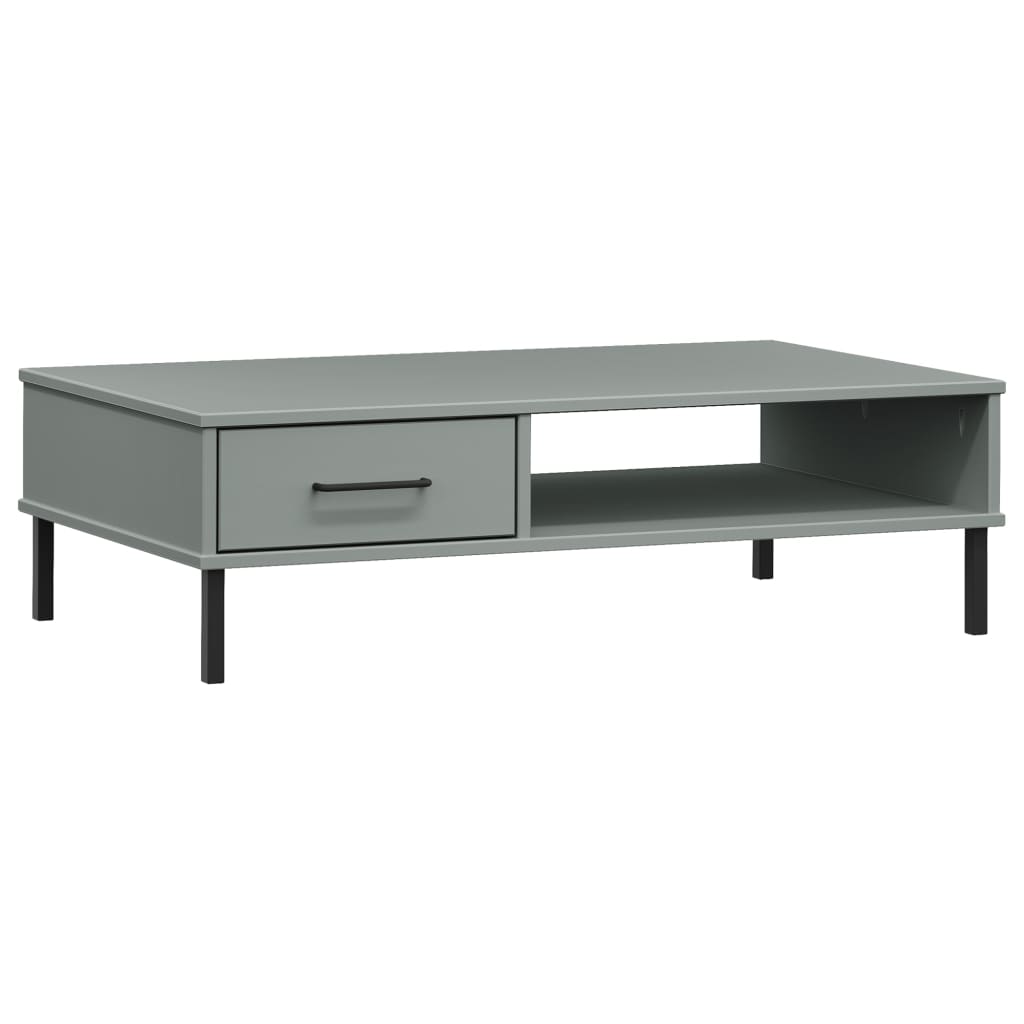 Coffee Table Solid Pine Wood Oslo White Drawer Storage Modern Living brown grey