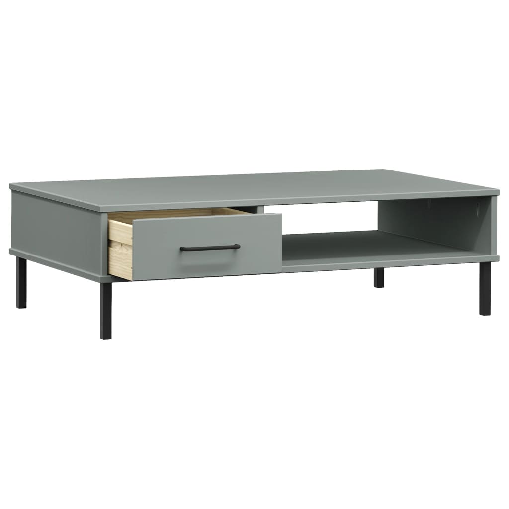 Coffee Table Solid Pine Wood Oslo White Drawer Storage Modern Living brown grey