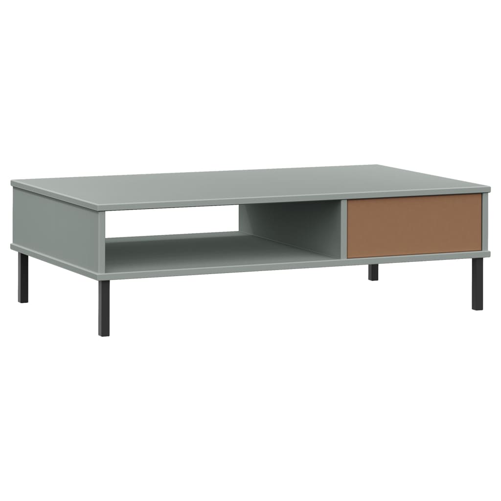 Coffee Table Solid Pine Wood Oslo White Drawer Storage Modern Living brown grey