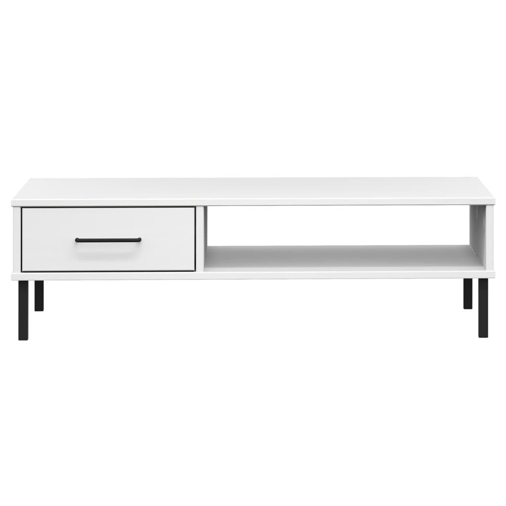 Coffee Table Solid Pine Wood Oslo White Drawer Storage Modern Living brown grey