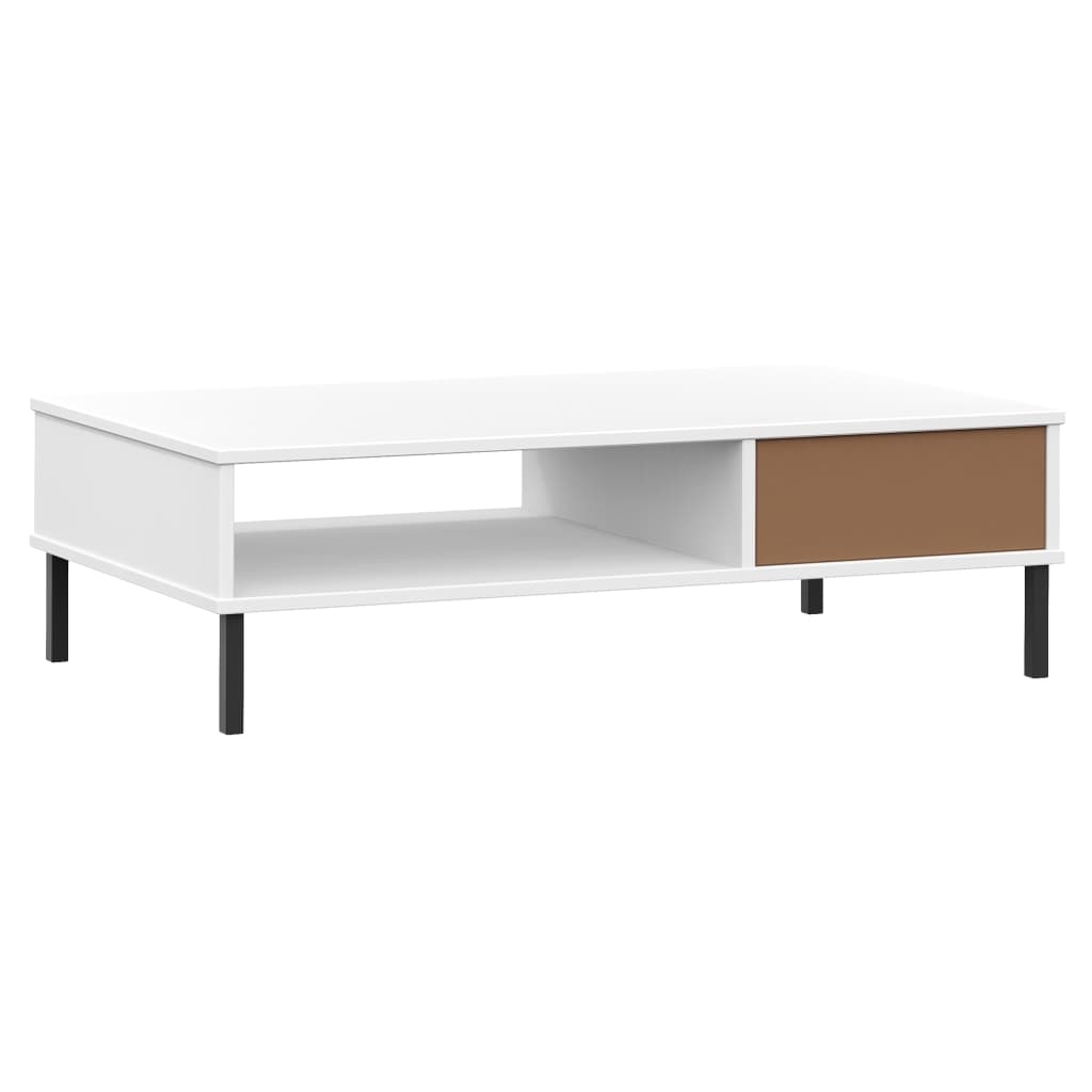 Coffee Table With Metal Legs Solid Wood Pine Oslo