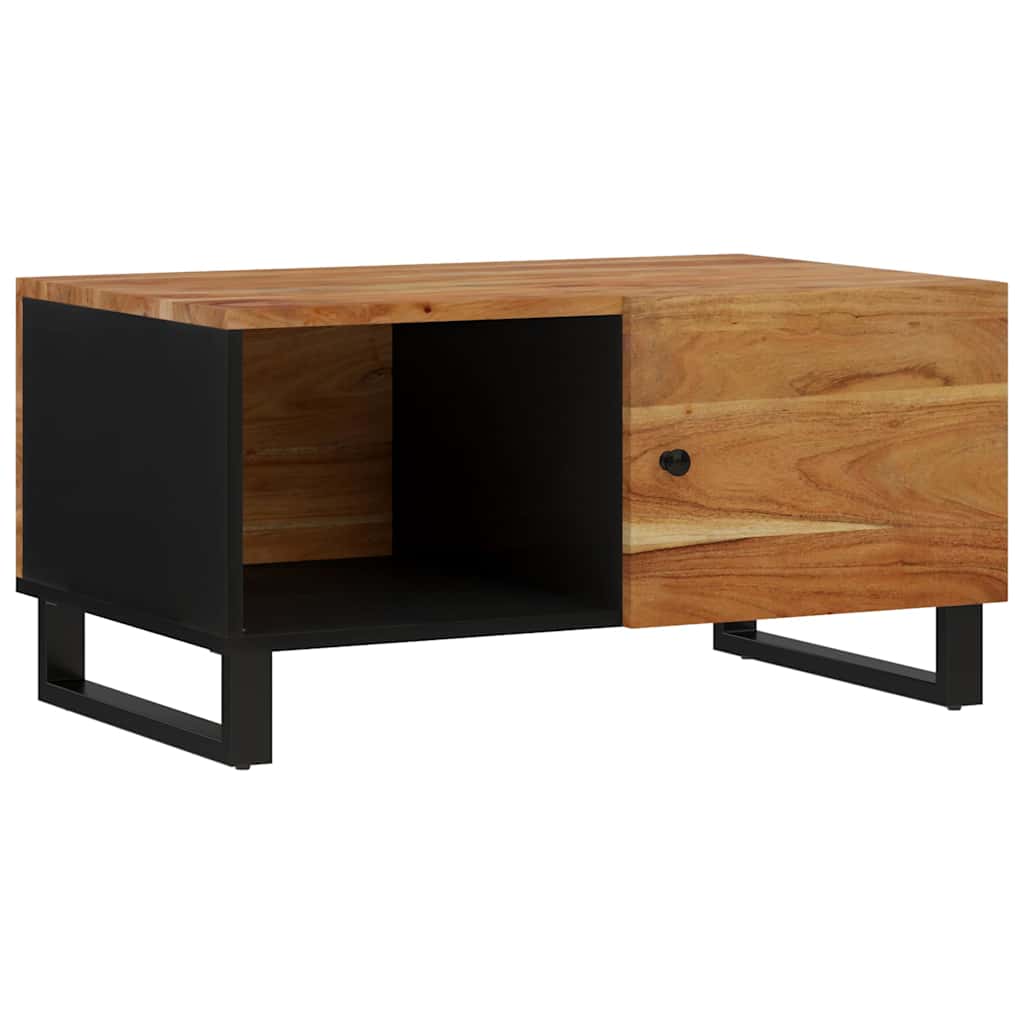 Coffee Table 80X50X40 Cm Solid Wood Acacia&Engineered multicolour brown metal 80