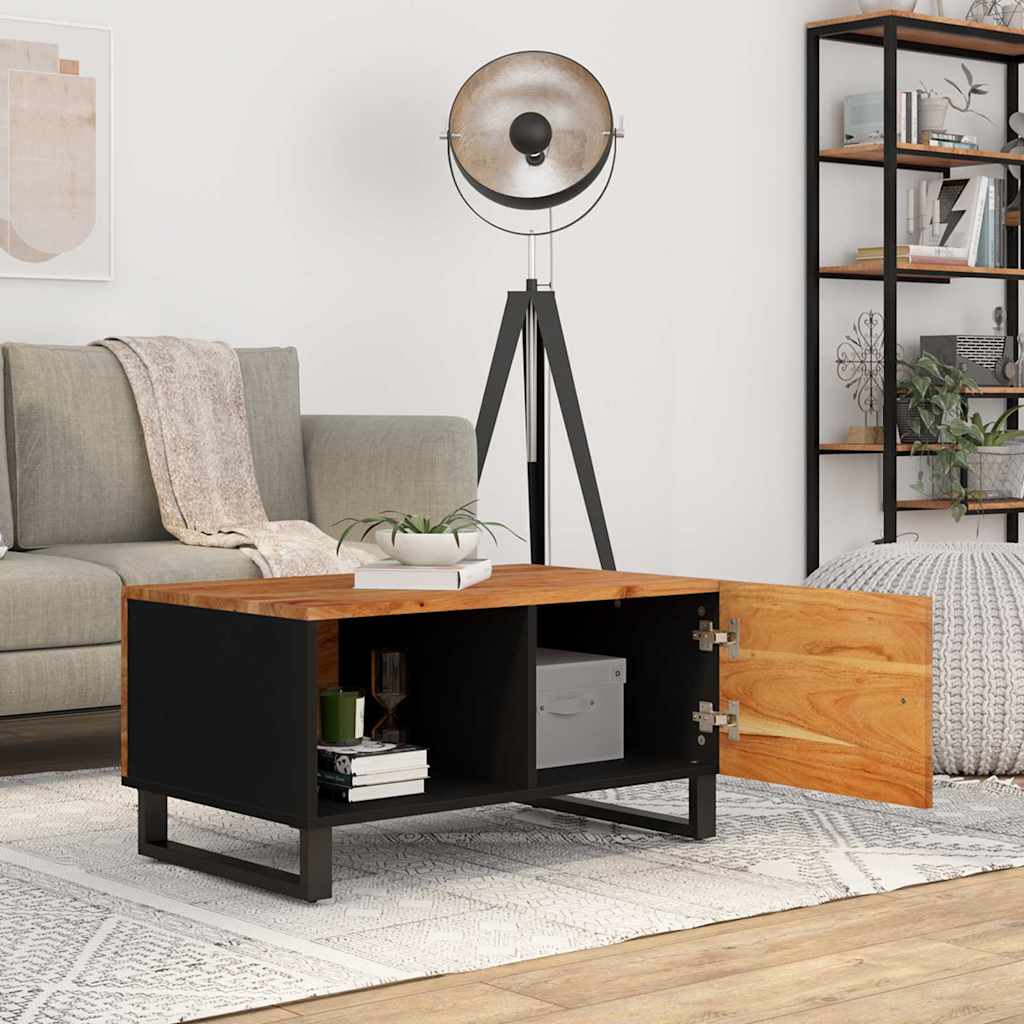 Coffee Table 80X50X40 Cm Solid Wood Acacia&Engineered multicolour brown metal 80