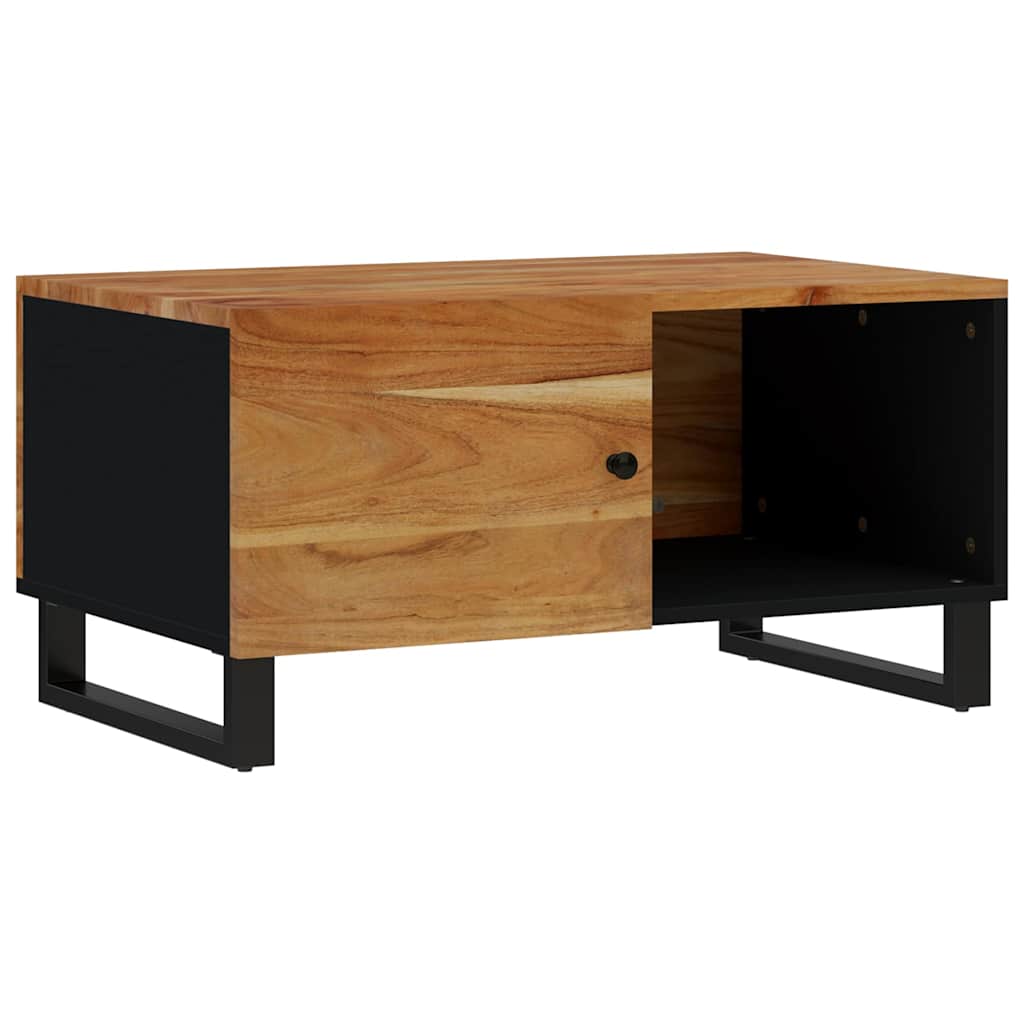 Coffee Table 80X50X40 Cm Solid Wood Acacia&Engineered multicolour brown metal 80