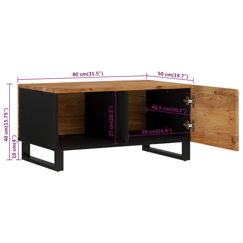 Coffee Table 80X50X40 Cm Solid Wood Acacia&Engineered Wood