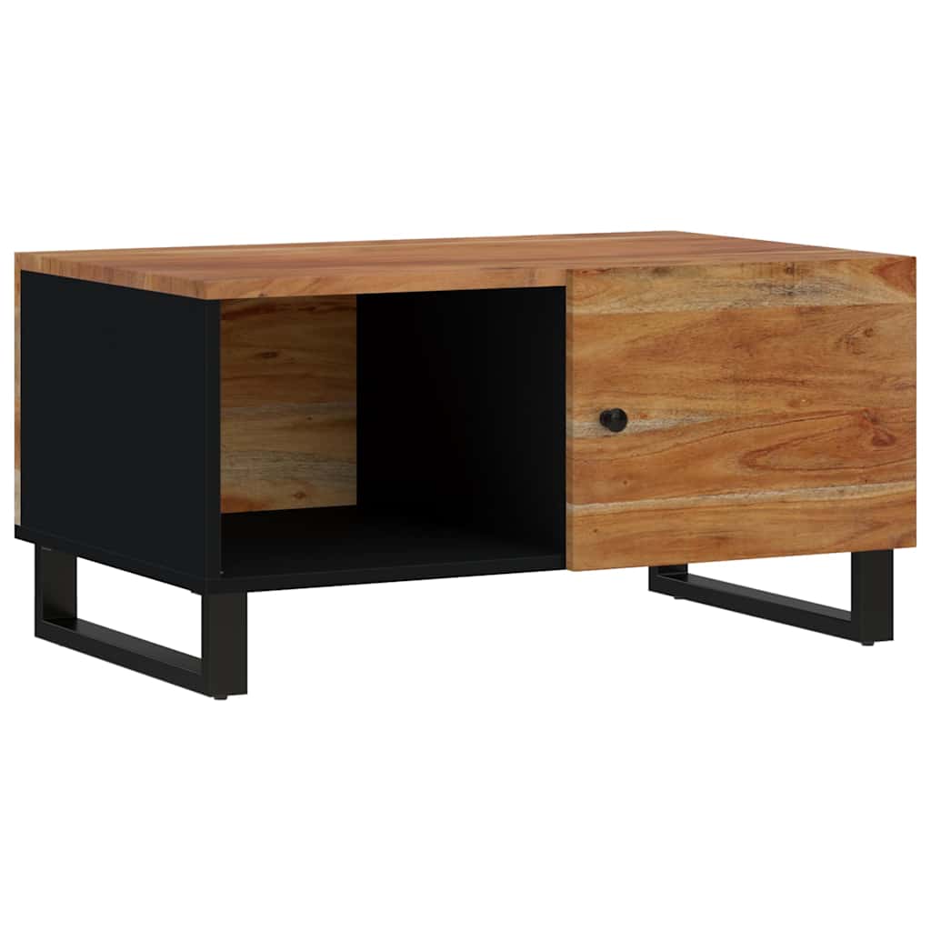 Coffee Table 80X50X40 Cm Solid Wood Acacia&Engineered multicolour brown metal 80
