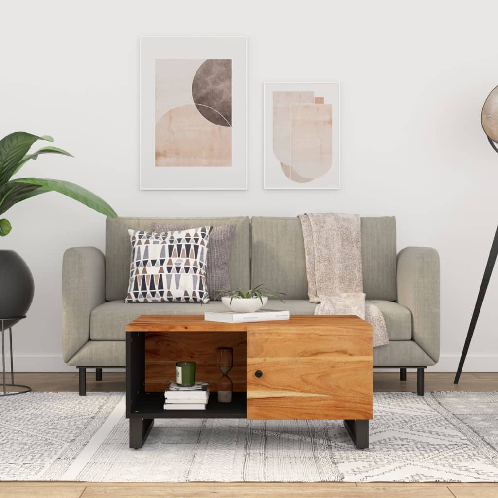 Coffee Table 80X50X40 Cm Solid Wood Acacia&Engineered Wood