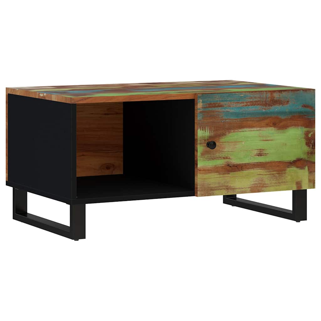 Coffee Table 80X50X40 Cm Solid Wood Acacia&Engineered multicolour brown metal 80