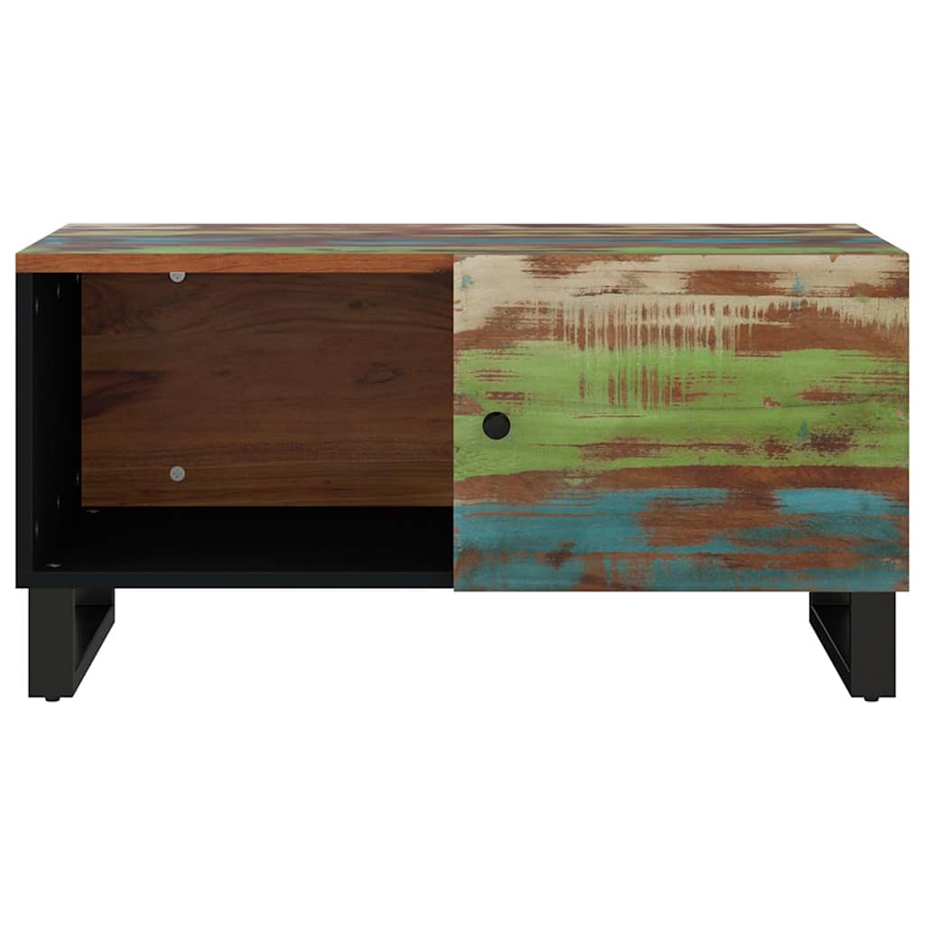 Coffee Table 80X50X40 Cm Solid Wood Acacia&Engineered Multicolour Brown Metal 80