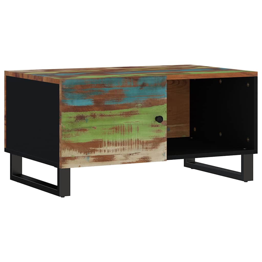 Coffee Table 80X50X40 Cm Solid Wood Acacia&Engineered Multicolour Brown Metal 80
