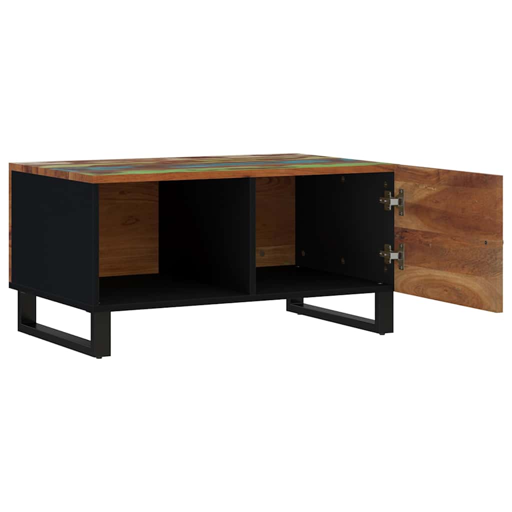 Coffee Table 80X50X40 Cm Solid Wood Acacia&Engineered Multicolour Brown Metal 80