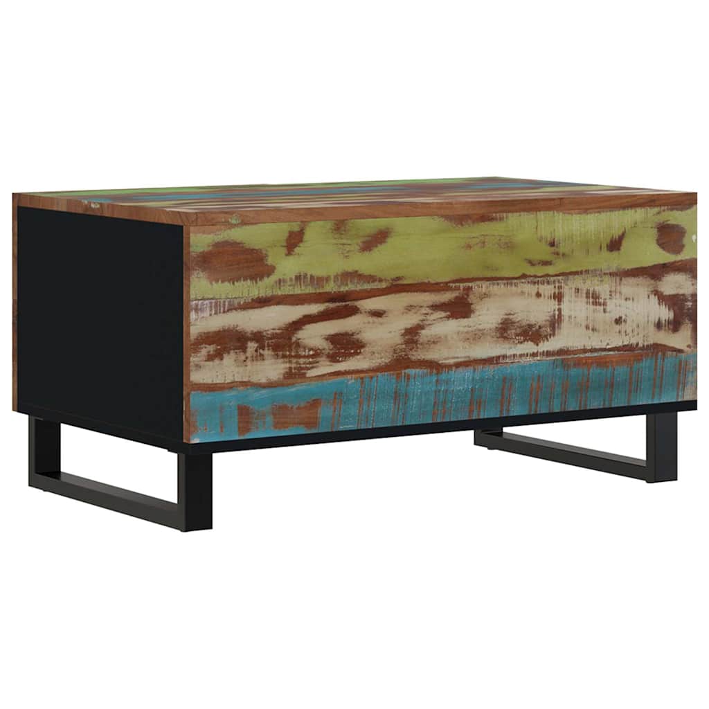 Coffee Table 80X50X40 Cm Solid Wood Acacia&Engineered multicolour brown metal 80