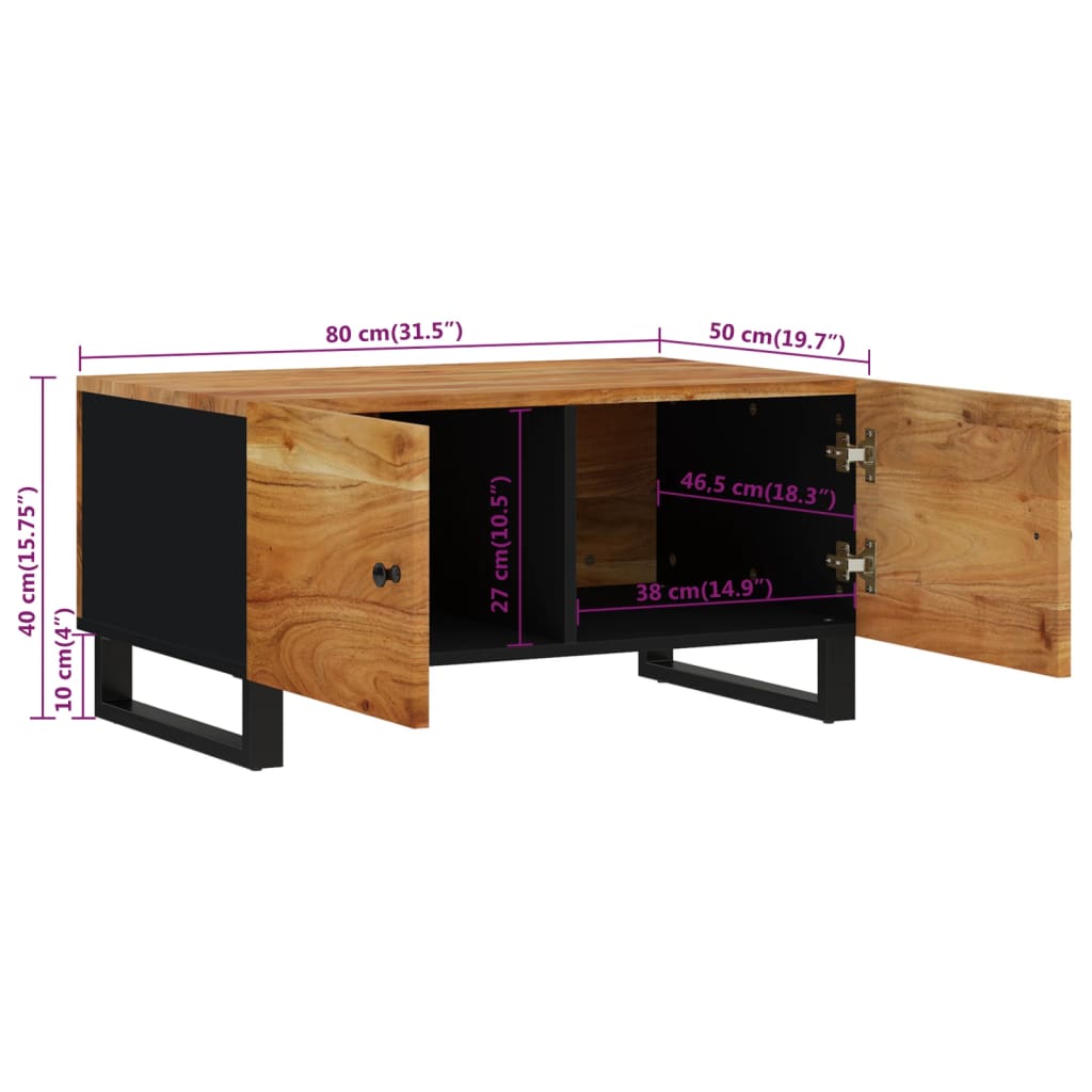 Coffee Table 80X50X40 Cm Solid Wood Acacia&Engineered Wood