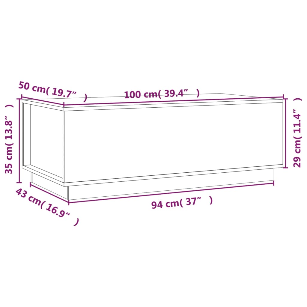 Coffee Table 100X50X35 Cm Solid Wood Pine