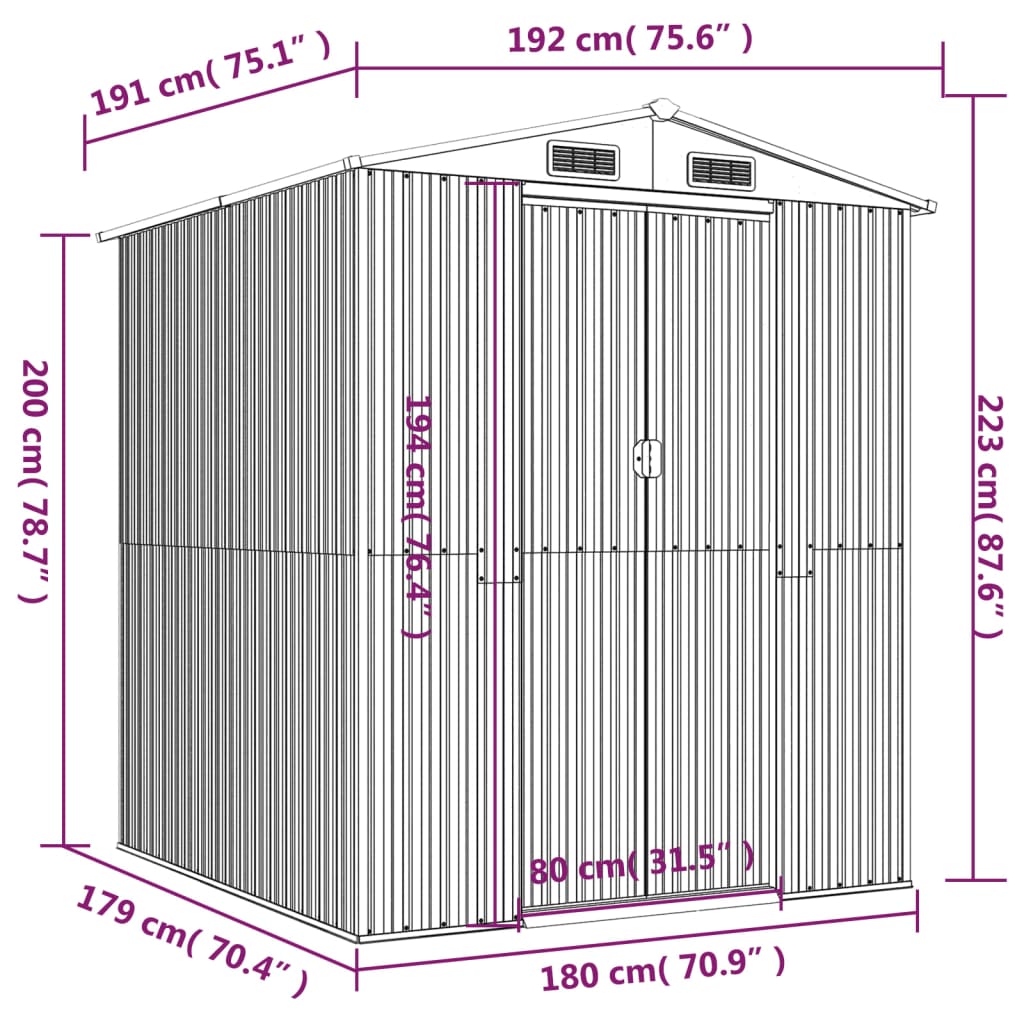 Garden Shed Green Galvanised Steel