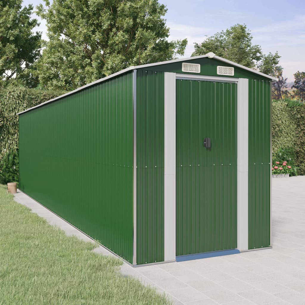 Garden Shed Green Galvanised Steel