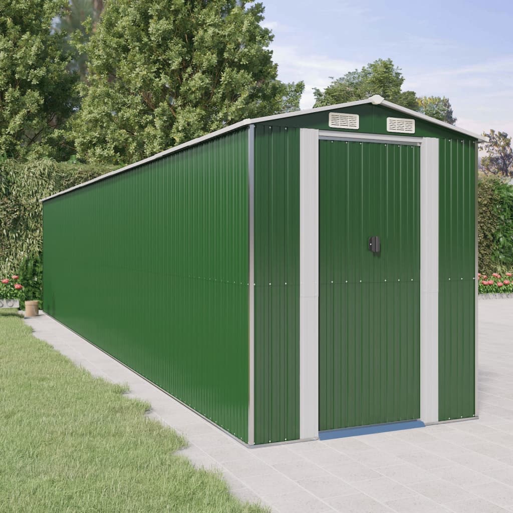 Garden Shed Green Galvanised Steel