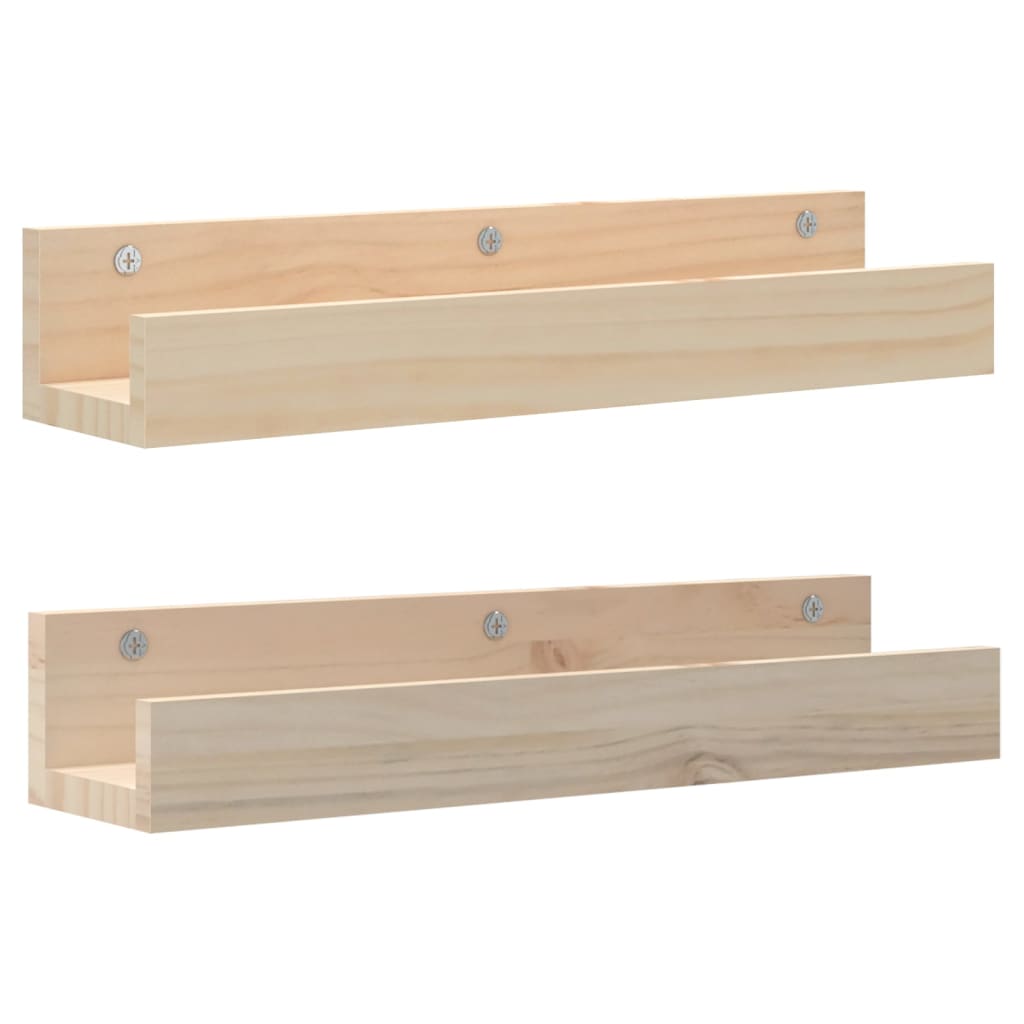 Wall Shelves 2 Pcs Solid Wood Pine