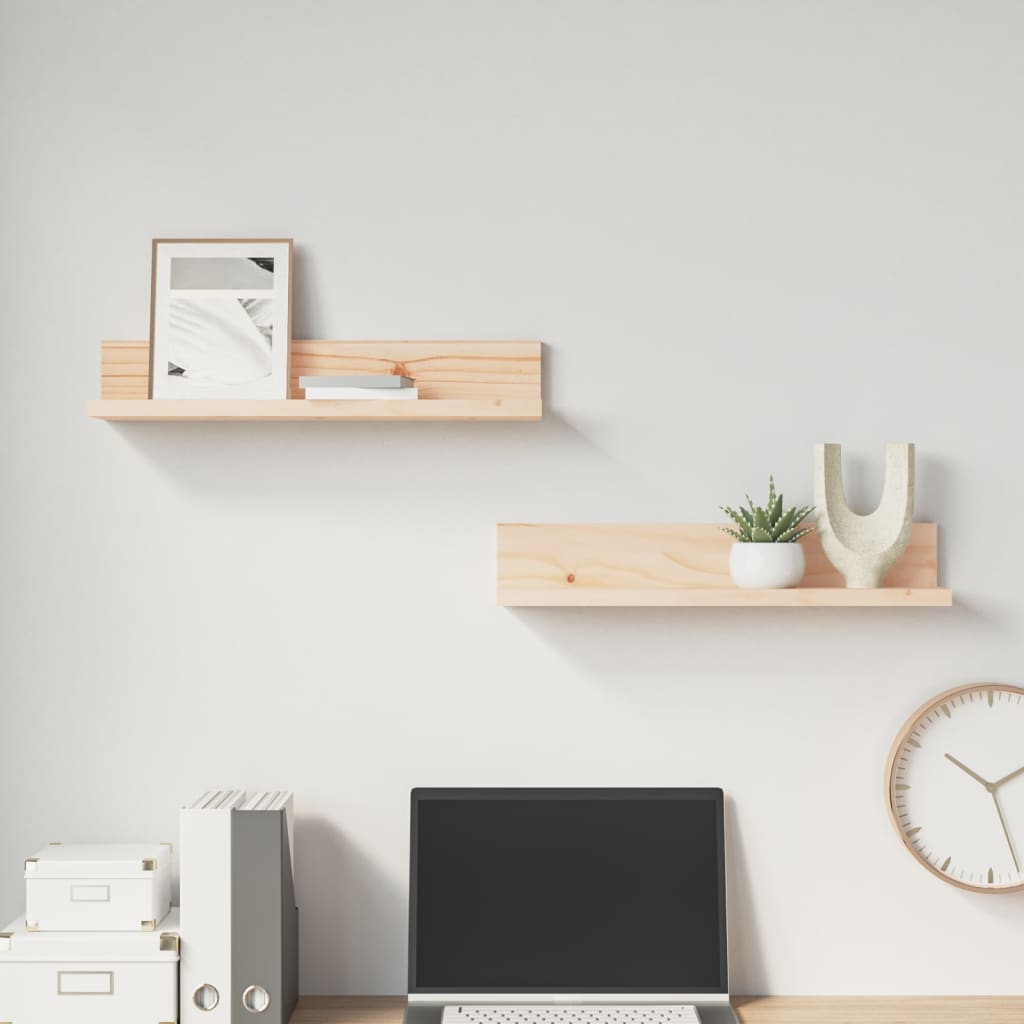 Wall Shelves 2 Pcs Solid Wood Pine