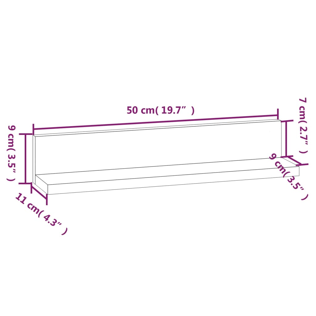 Wall Shelves 2 Pcs Solid Wood Pine