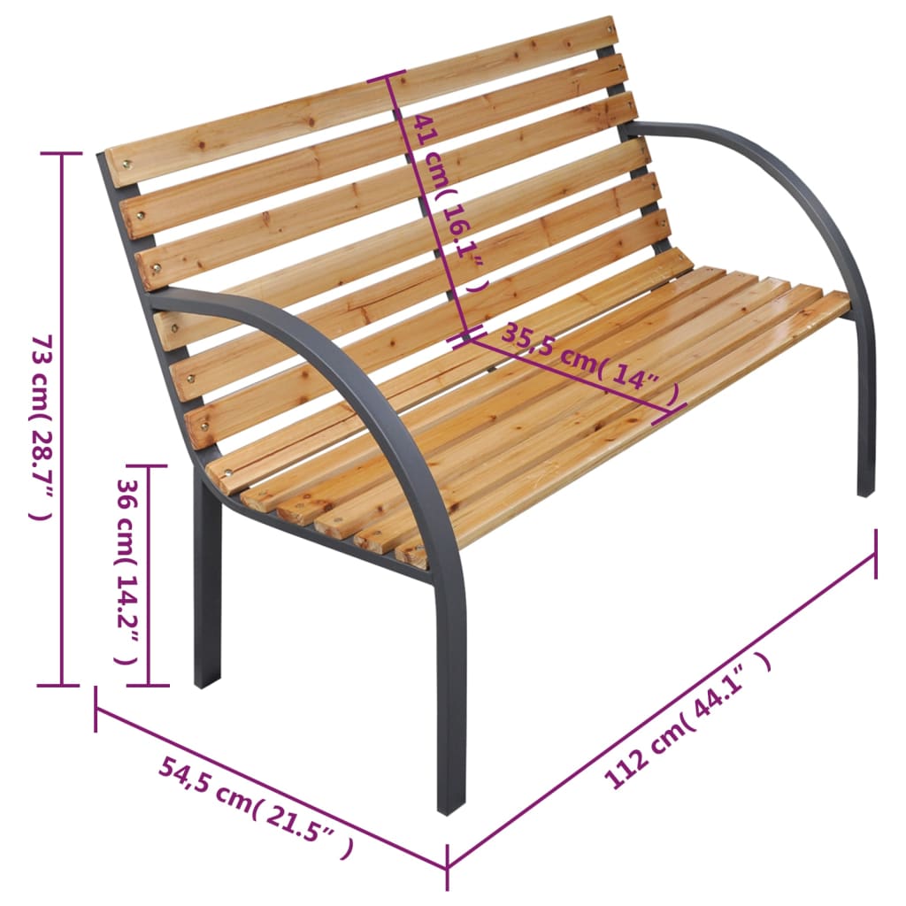 Outdoor Bench Solid Fir Wood Garden Patio Park Seat Rustic Wooden Furniture grey