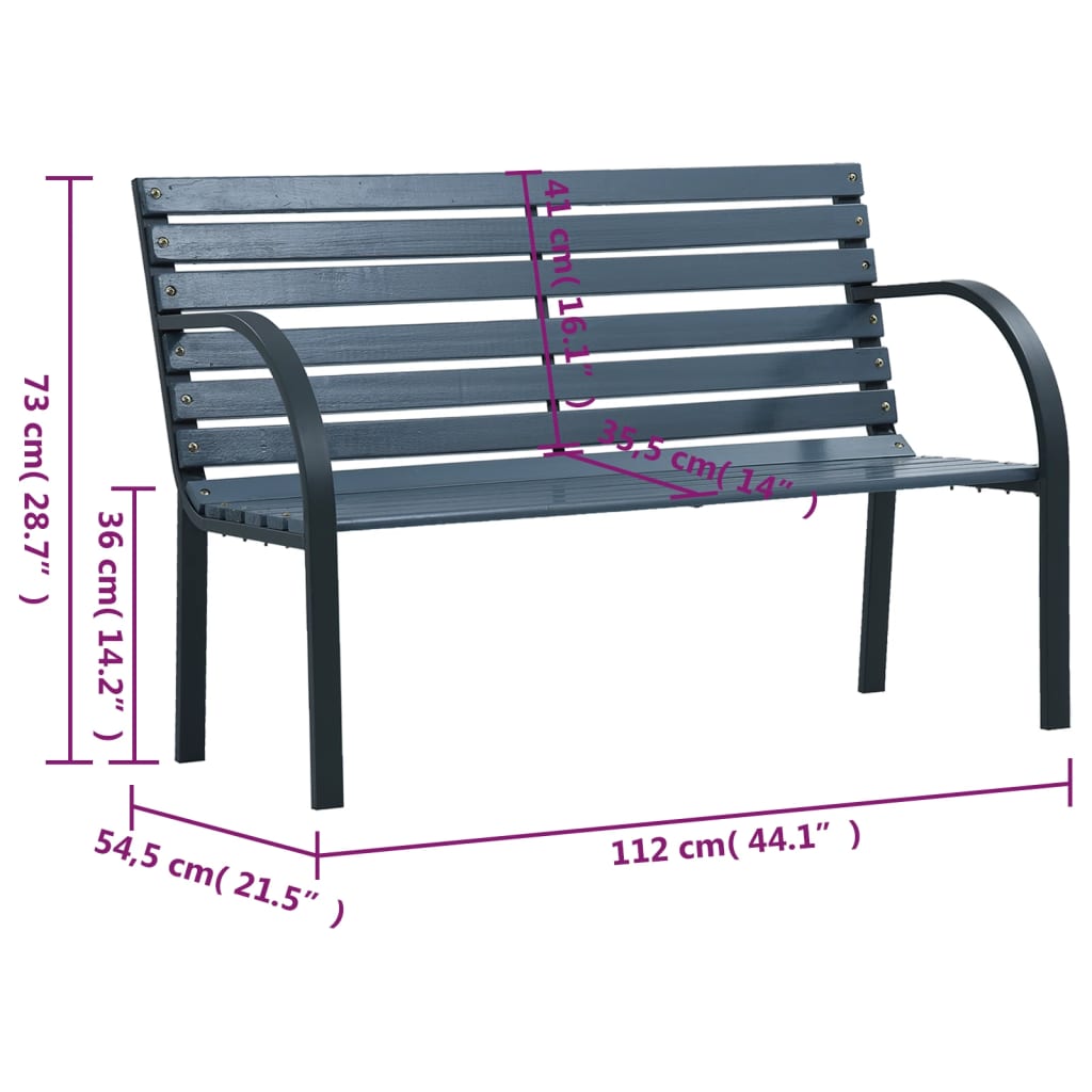 Outdoor Bench Solid Fir Wood Garden Patio Park Seat Rustic Wooden Furniture grey